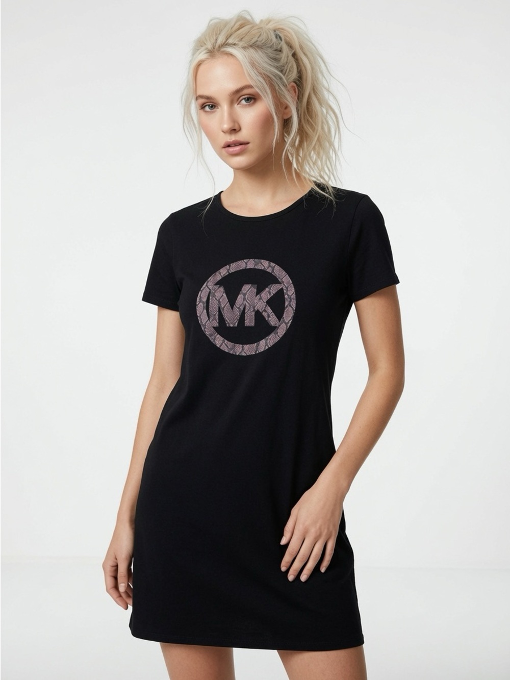 Michael Kors T-shirt Dress/Night Gown w/ Purple Snake Print “MK” Printed Logo